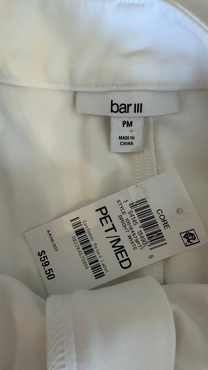Bar III High Waist Wide Leg Pants White Size PM NWT $59.50