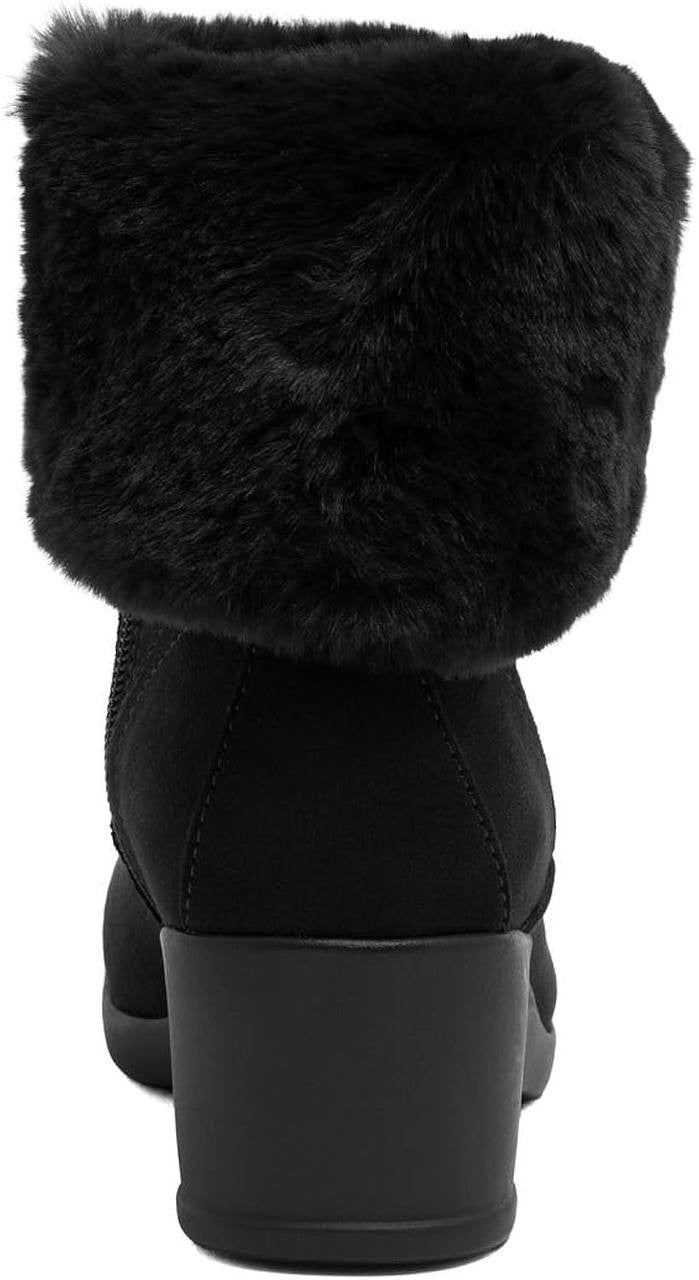 Jones New York Carlyta Cozy Wedge Booties Black 7.5M Microsuede MSRP $89.50 NWB
