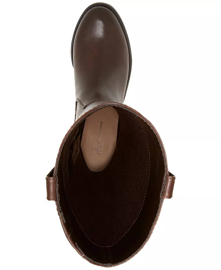 INC Fawne Boots 8M Chocolate Leather Knee‑High Riding Round Toe NIB msrp$189