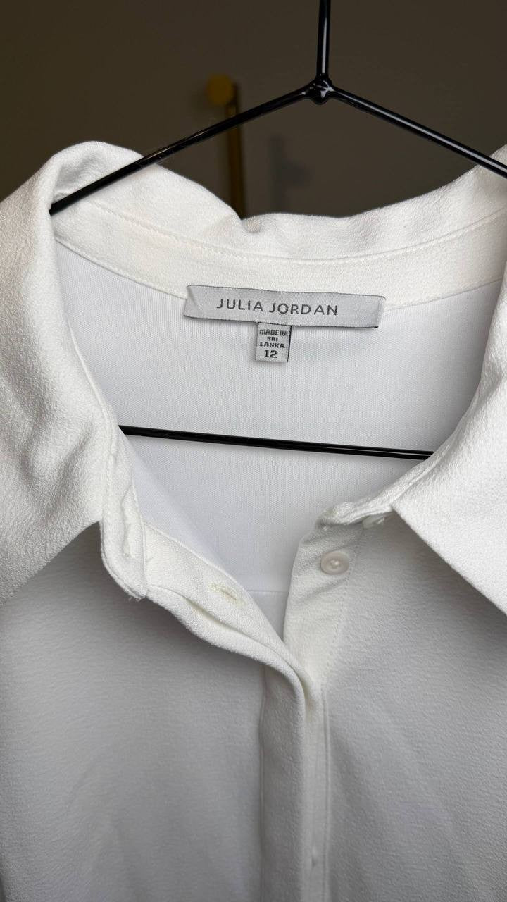 Julia Jordan Mixed‑Media Pleated Midi Dress White 12 NWT $129