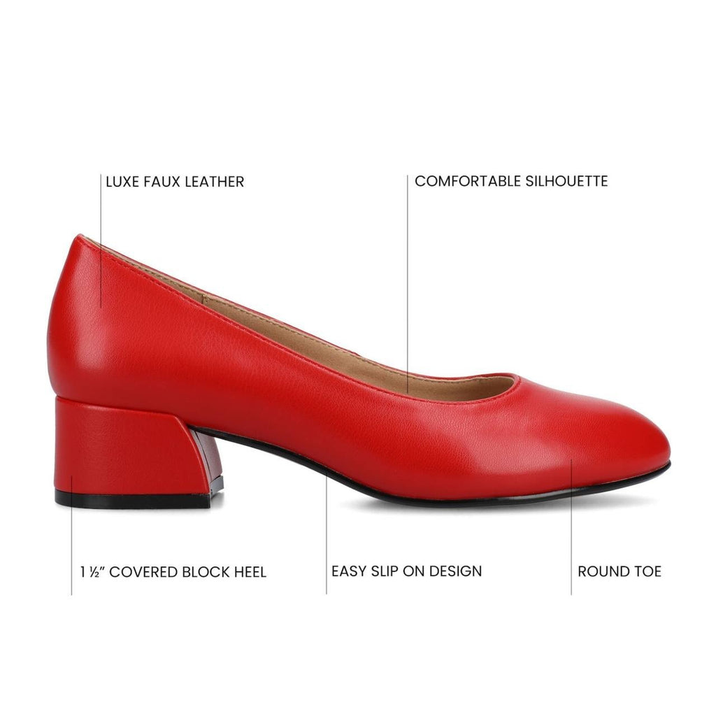 Journee Collection Saarii Slip‑On Block Heel Pumps – Red – Size 11W – NIB