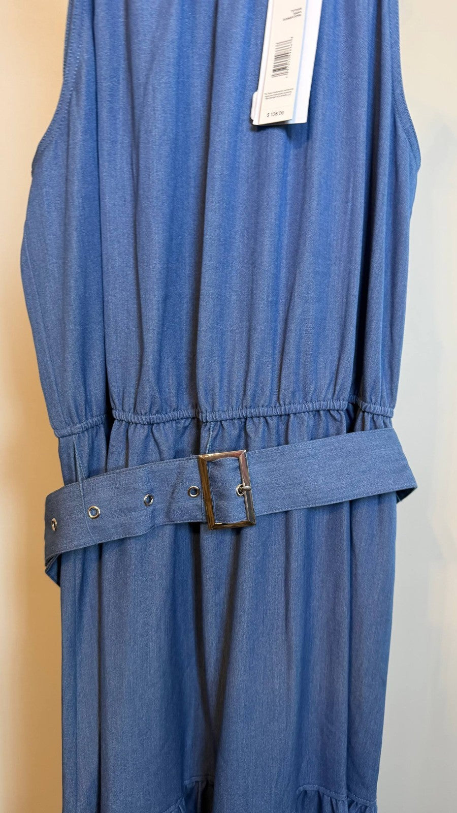 T Tahari Women’s Tiered Fit & Flare Halter Maxi Dress Blue $138 NWT