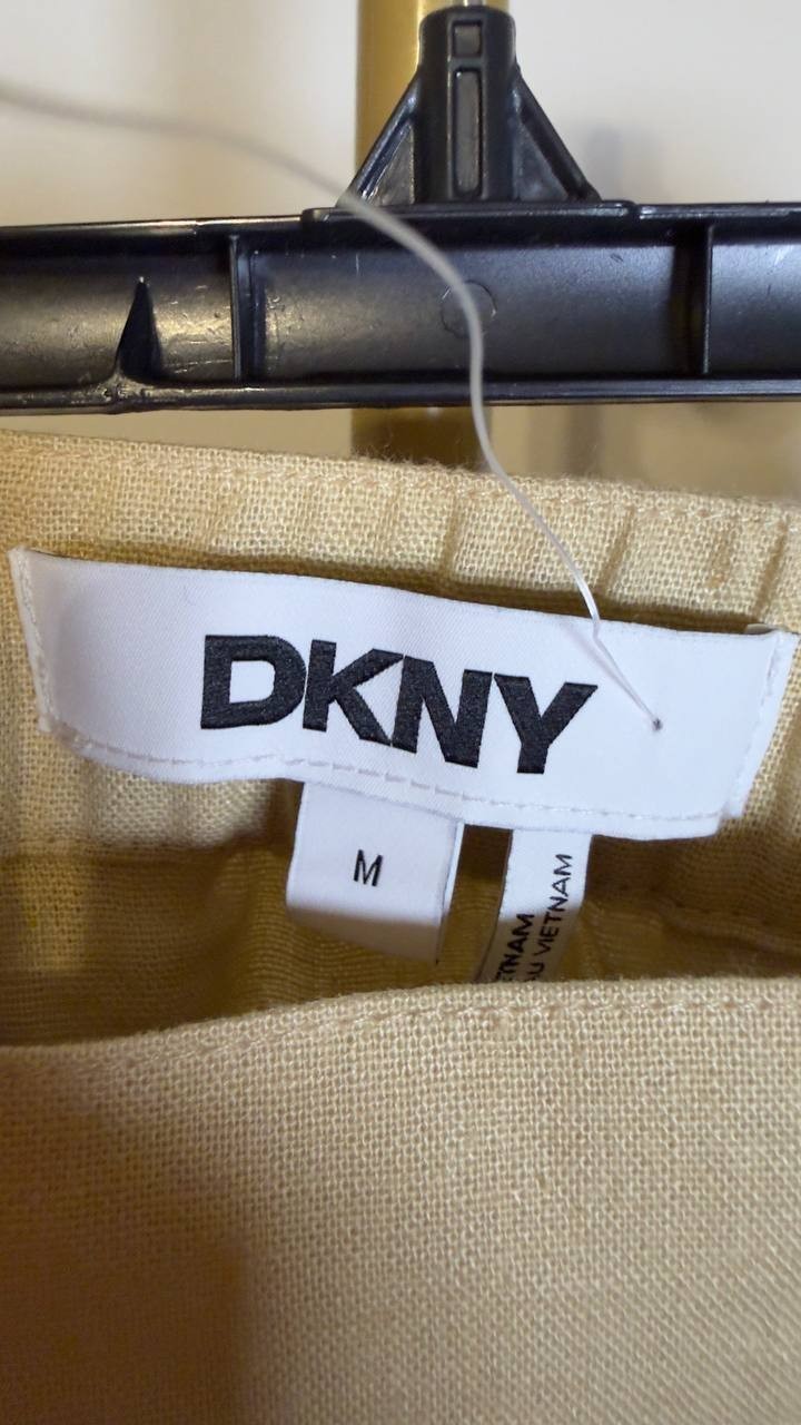 DKNY Women’s Eyelet Embroidery Linen Blend  Skirt Mojave Desert M NWOT $119