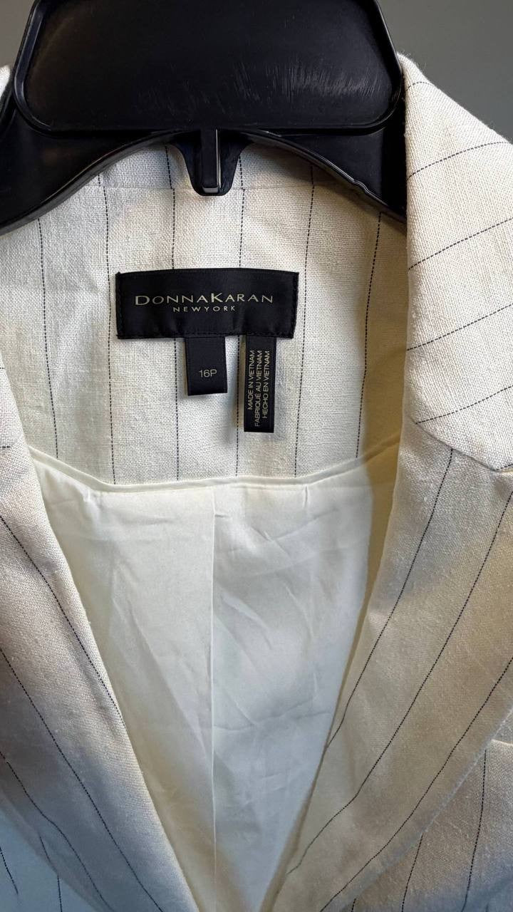 Donna Karan NY Pinstriped Blazer Cream 16P NWT $189