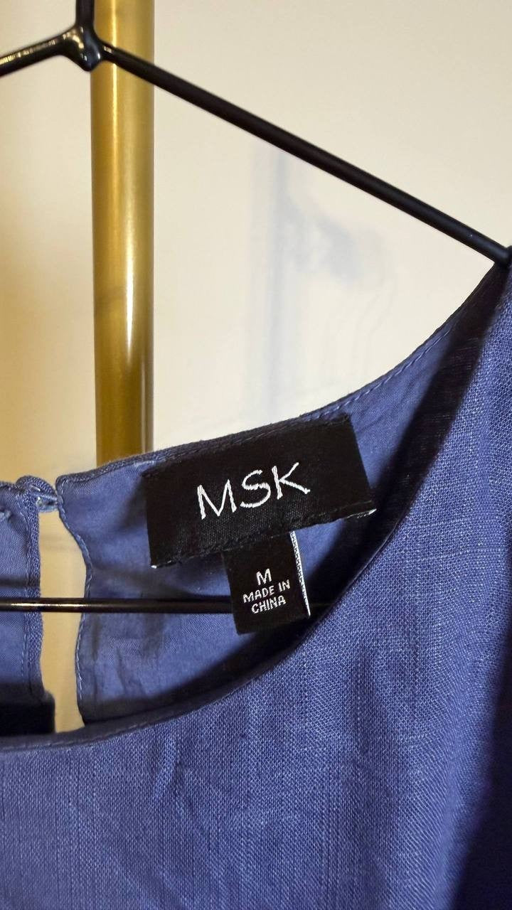 MSK Petite Women’s Sleeveless Round‑Neck Shift Dress Navy M $79 NWT