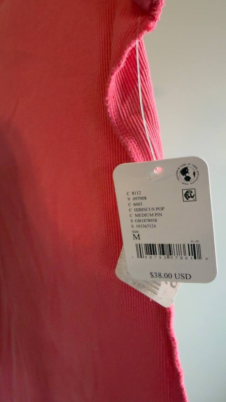 We The Free Ribbed Sleeveless Texture Tee Hibiscus  M NWT $38
