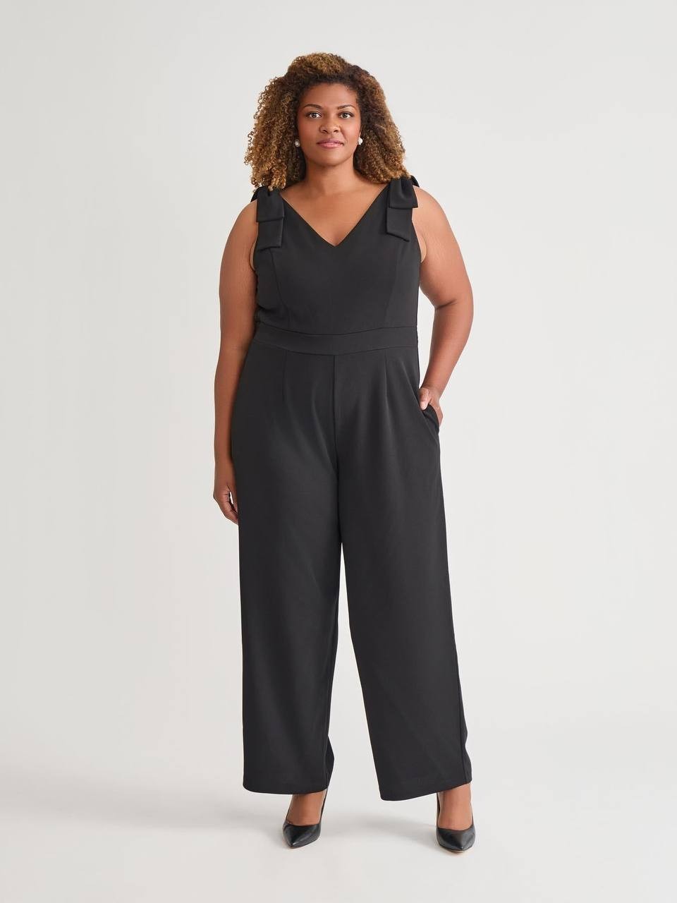 Kasper Plus Tie Strap Jumpsuit Black Size XL NWT $119 – Elegant Chic