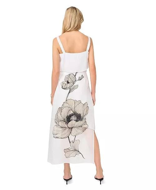 Vince Camuto Printed Layered Maxi Skirt Ultra White Size 4 NWOT $119