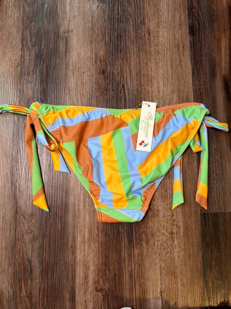 Shoshanna Geometric Print Triangle Tie Bikini Bottoms Lemon Multi L NWT $165