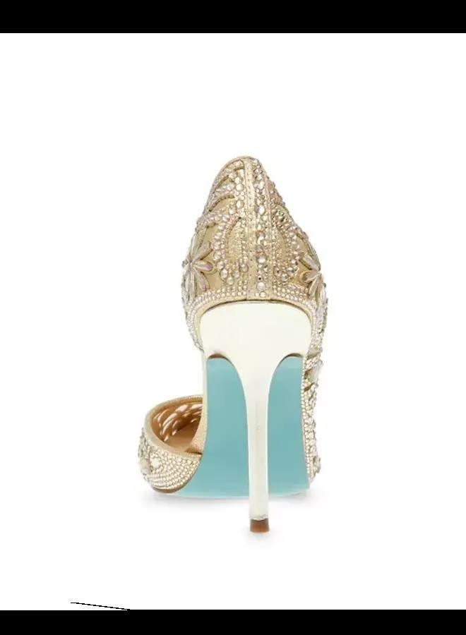 Betsey  Johnson  Chic  Rhinestone  Pumps  Gold  8.5  NWT  $139