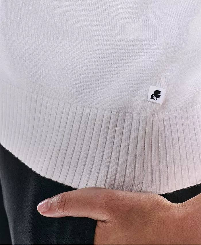 Karl Lagerfeld Paris Contrast Trim Sleeveless Sweater White XL NWT $69