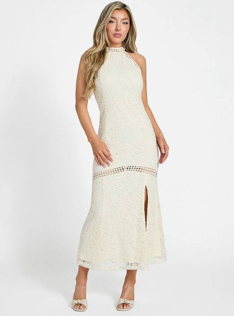 Guess White Liza Lace Maxi Dress Cream White Mult Size M NWT $178
