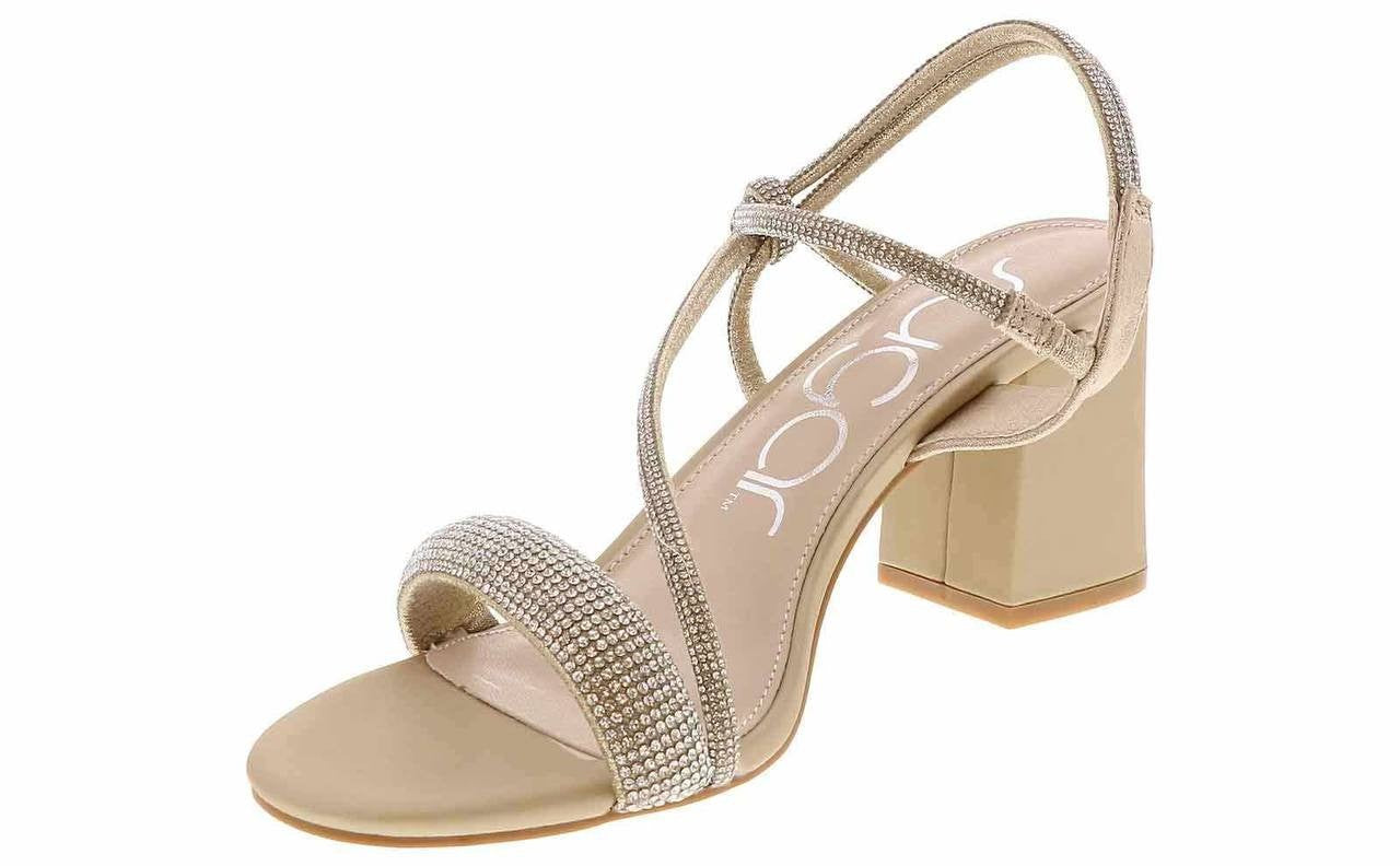 Sugar Neeve Dress Sandals 7.5M Champagne Satin Block Heel NIB msrp$59.99