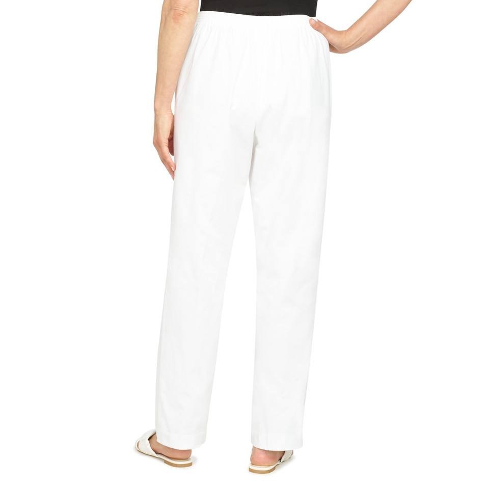 Alfred Dunner Classics Twill Pants White 18 NWT Soft Elastic Waist Pockets
