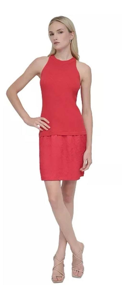 DKNY Red Sleeveless Short Dress – Crew Neck – Size M – NWT