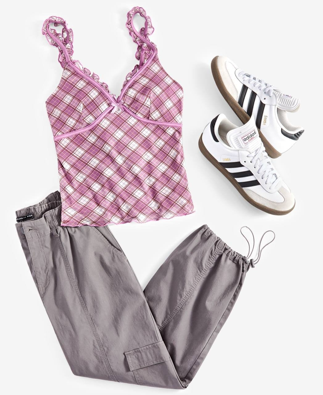 Celebrity Pink Juniors Charcoal Gray Parachute Cargo Pants Drawstring Hem