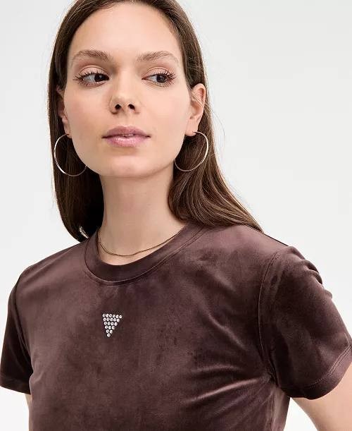 GUESS Couture Velour Short‑Sleeve T‑Shirt – Size L – NWOT – $44