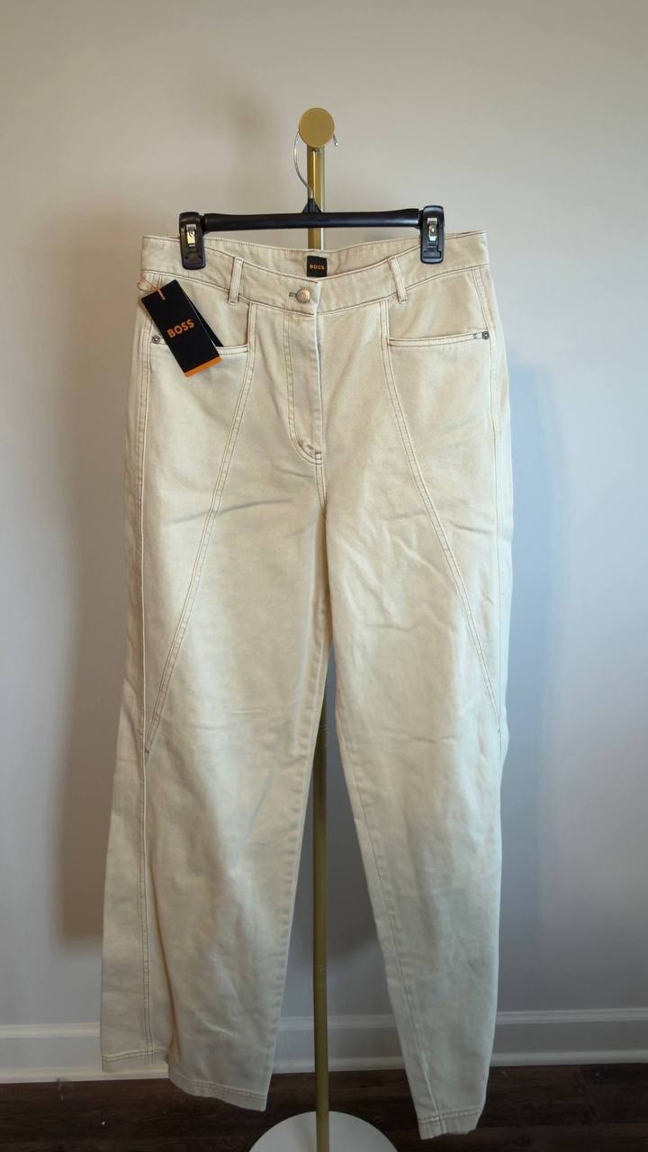BOSS Marlina Cotton Utility Pants Beige 8 NWT $179