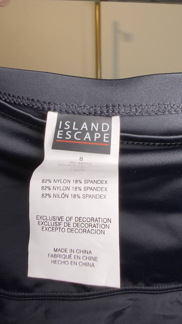 Island Escape Ruffled Swim Skirt Black 8 NWOT $34.99