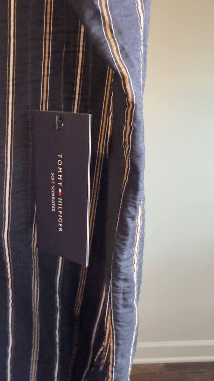 Tommy Hilfiger Striped Long‑Sleeve Popover Top Navy Multi L NWT $89