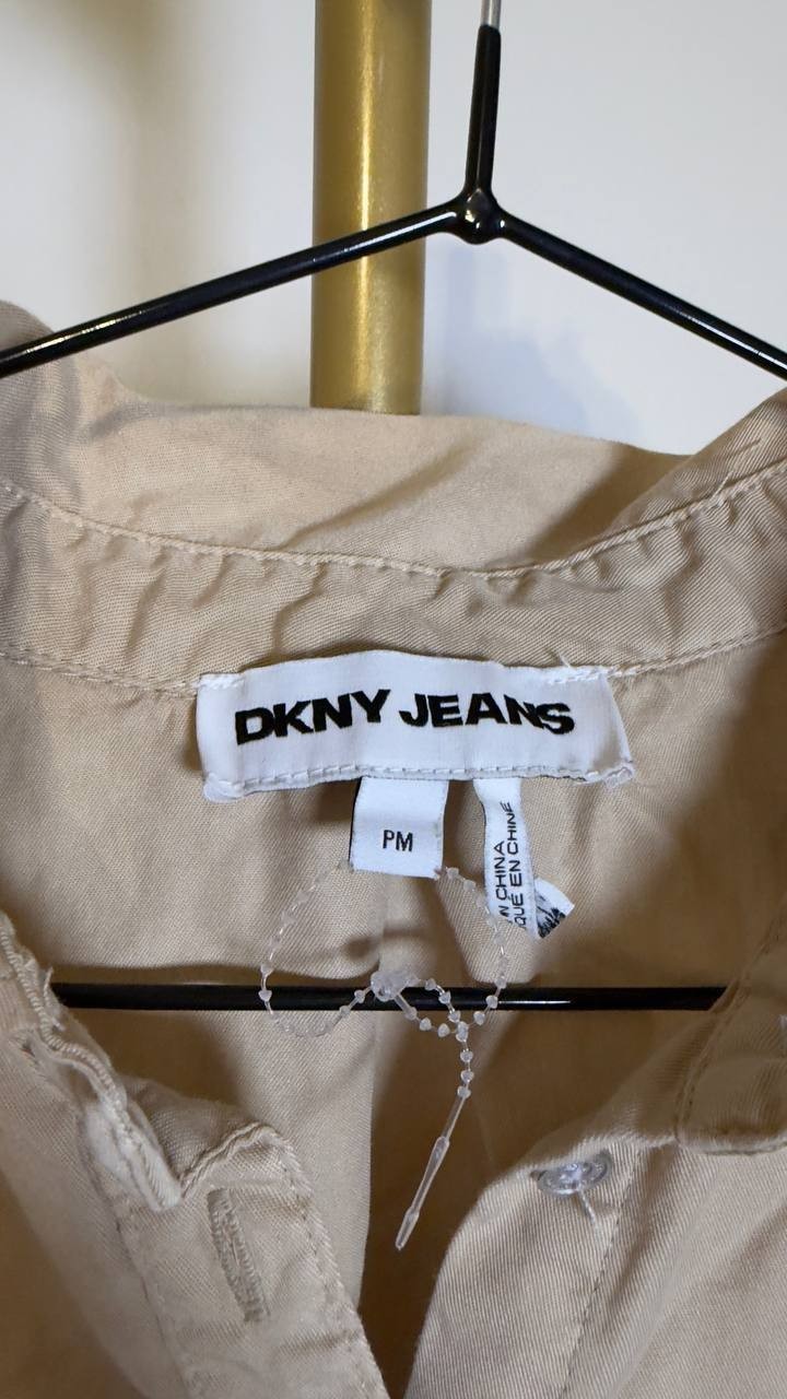 DKNY  Jeans  Women’s  Garment  Dye  Button‑Front  Shirt  Pebble  PM  NWOT  $69