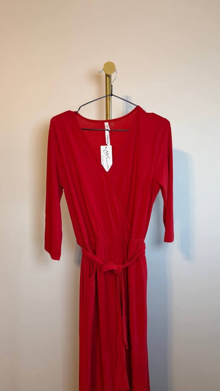NY Collection Plus Surplice Jumpsuit Red PM NWT $66