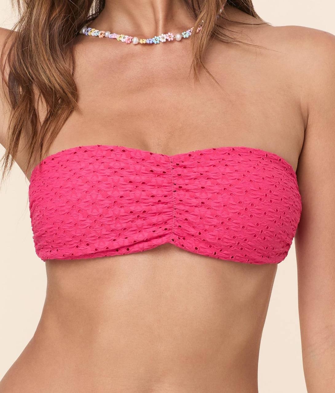 Andie The Pana Bikini Top Bandeau Style Women’s Swimwear Pink XS NWT
