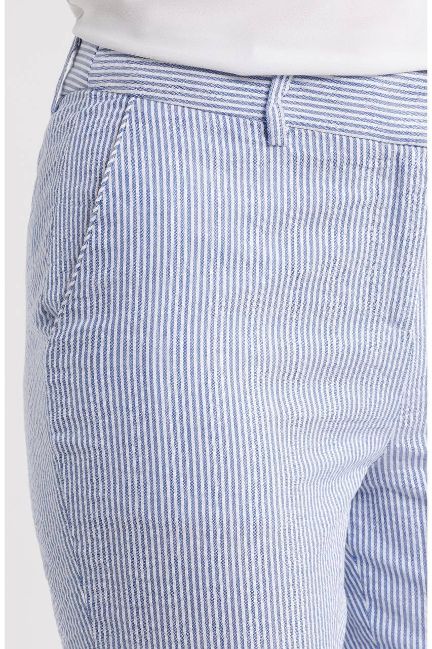 Tahari ASL Women’s Seersucker Straight Leg Pants Navy Ivory 16 NWT $99