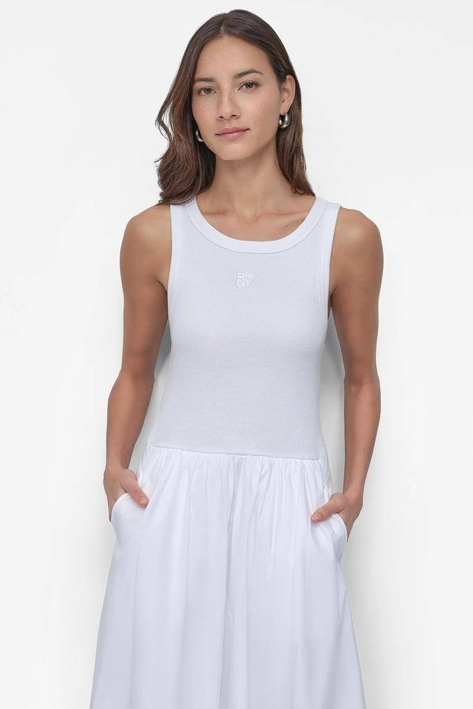 DKNY JEANS Mixed‑Media Midi Tank Dress – Size L – NWT – $129