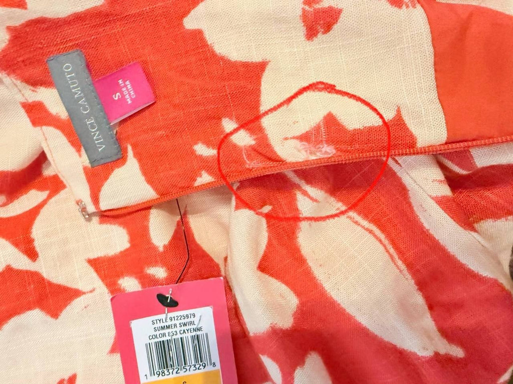 Vince Camuto Linen-Blend Floral  Dress – Size S – $159 – NWT-Minor Flaw Near Zip