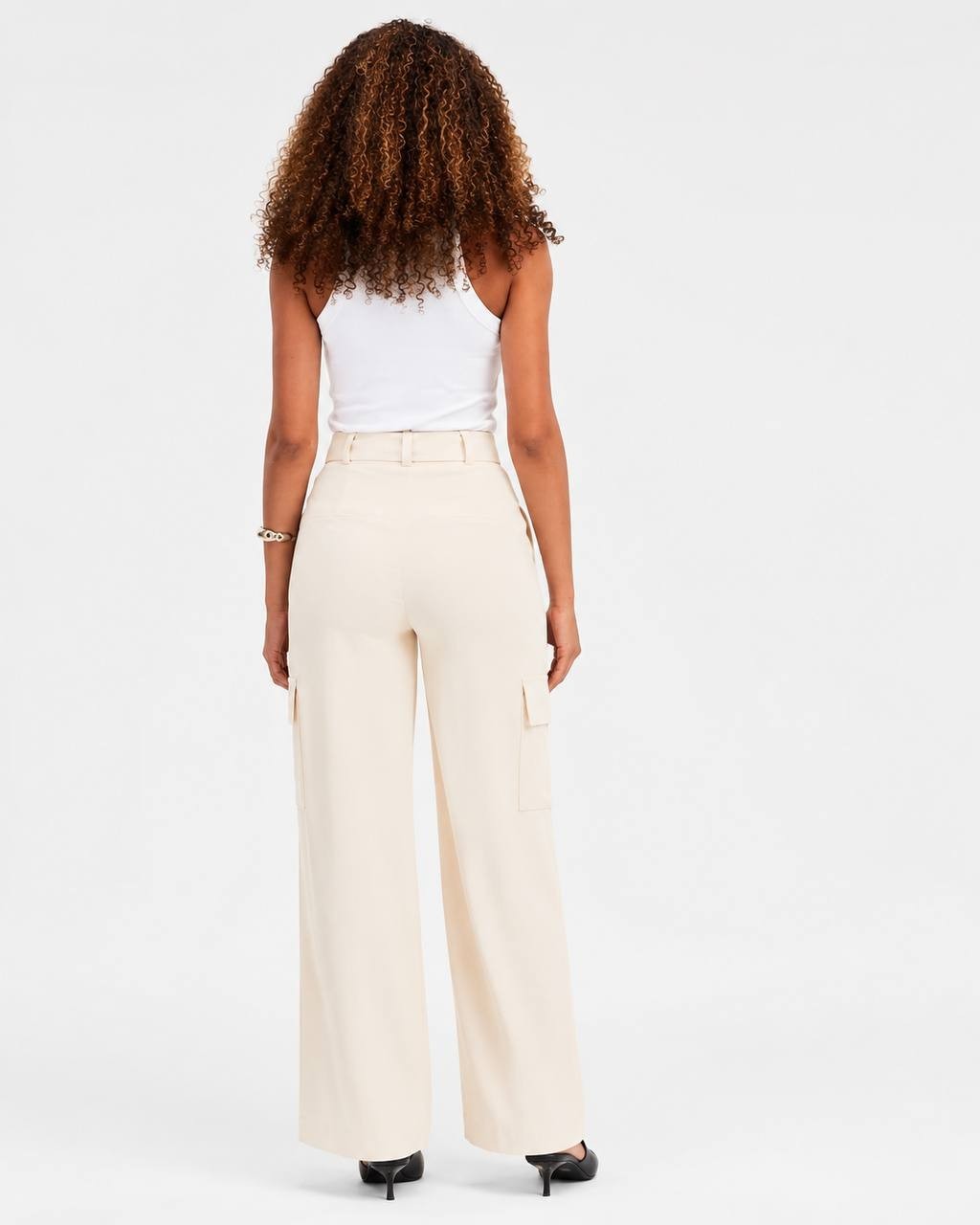 INC Belted High-Rise Cargo Pants Pure Ivory 6 NWT $94.50