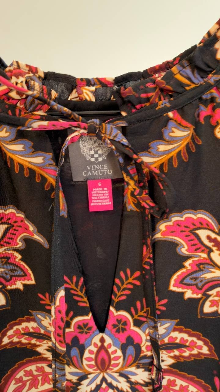 Vince Camuto Women’s Keyhole Pull-On Dress Black Multi Size 6 NWT $168