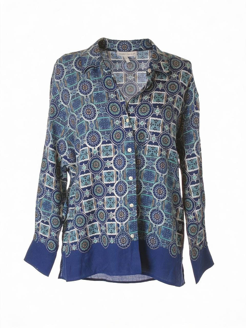 Nautical Jeans Geometric Print Button-Up Shirt – Size M – NWOT