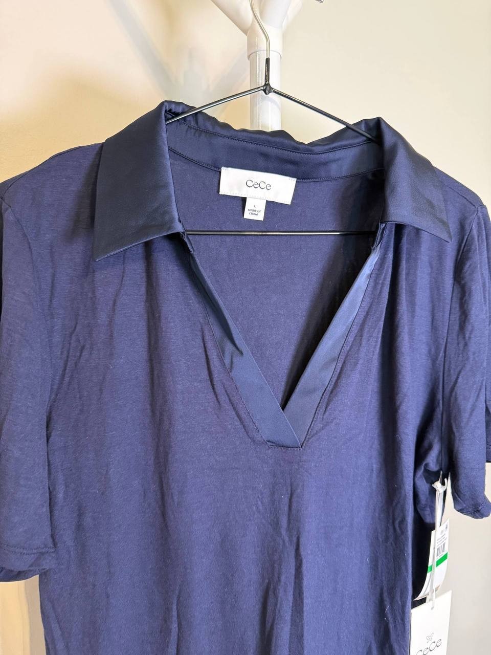 CeCe Short Sleeve Polo Sweater – Navy – Size L – NWT – $45