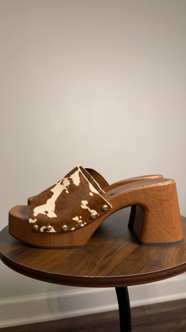 MIA  Platform  Block  Heel  Sandals  Brown Cow  9.5M  New  $80