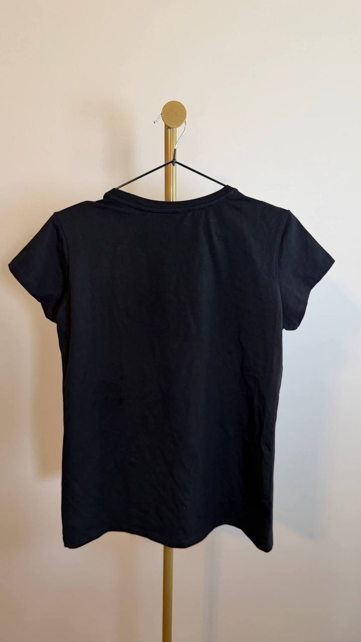 Guess Eco Embellished Logo T-Shirt Black Stretch Tee Size XL NWT $39 need wash