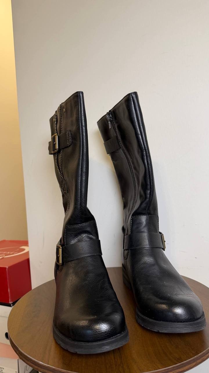Naturalizer Leather Moto Buckle Boots Black Women’s 10W NWB