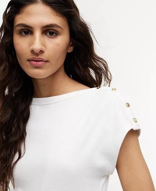 Tommy Hilfiger Women’s Cap‑Sleeve Boat Neck T‑Shirt White XL NWT $49.50
