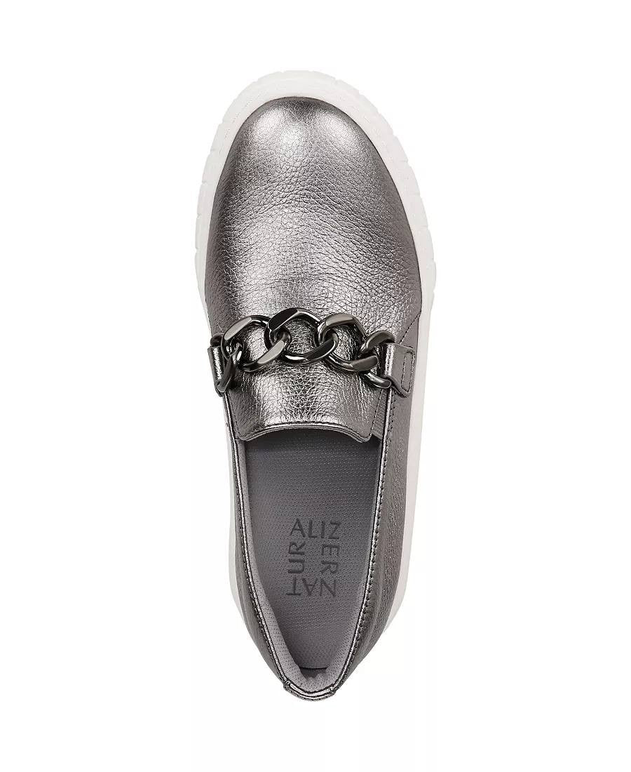 Naturalizer Daphne Sneakers 9M Pewter Leather Slip‑On Comfort NIB msrp$120