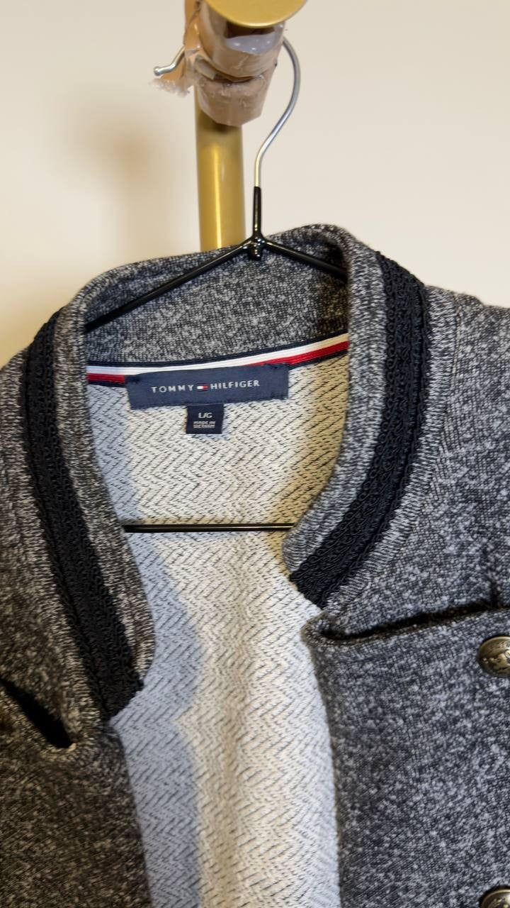 Tommy Hilfiger Women’s Marled Military Band Jacket Grey L NWOT $109.50