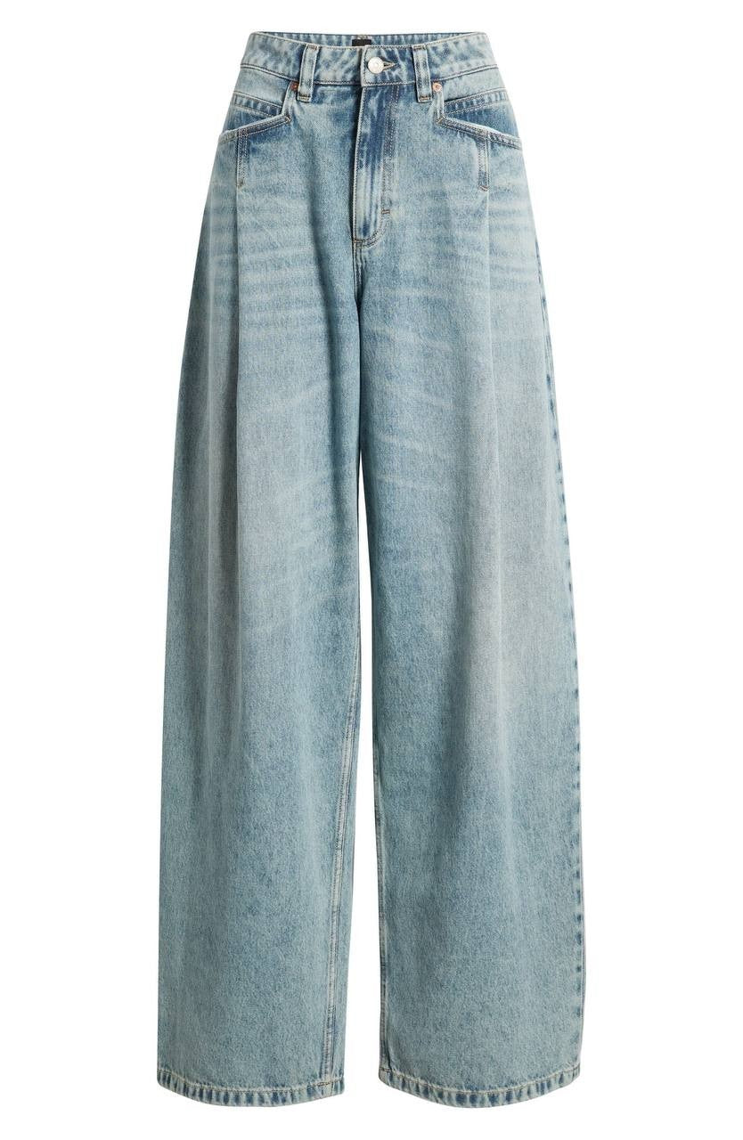 BOSS Orange High Waist Slouchy Pleated Jeans Pastel Blue 30x32 NWT $199