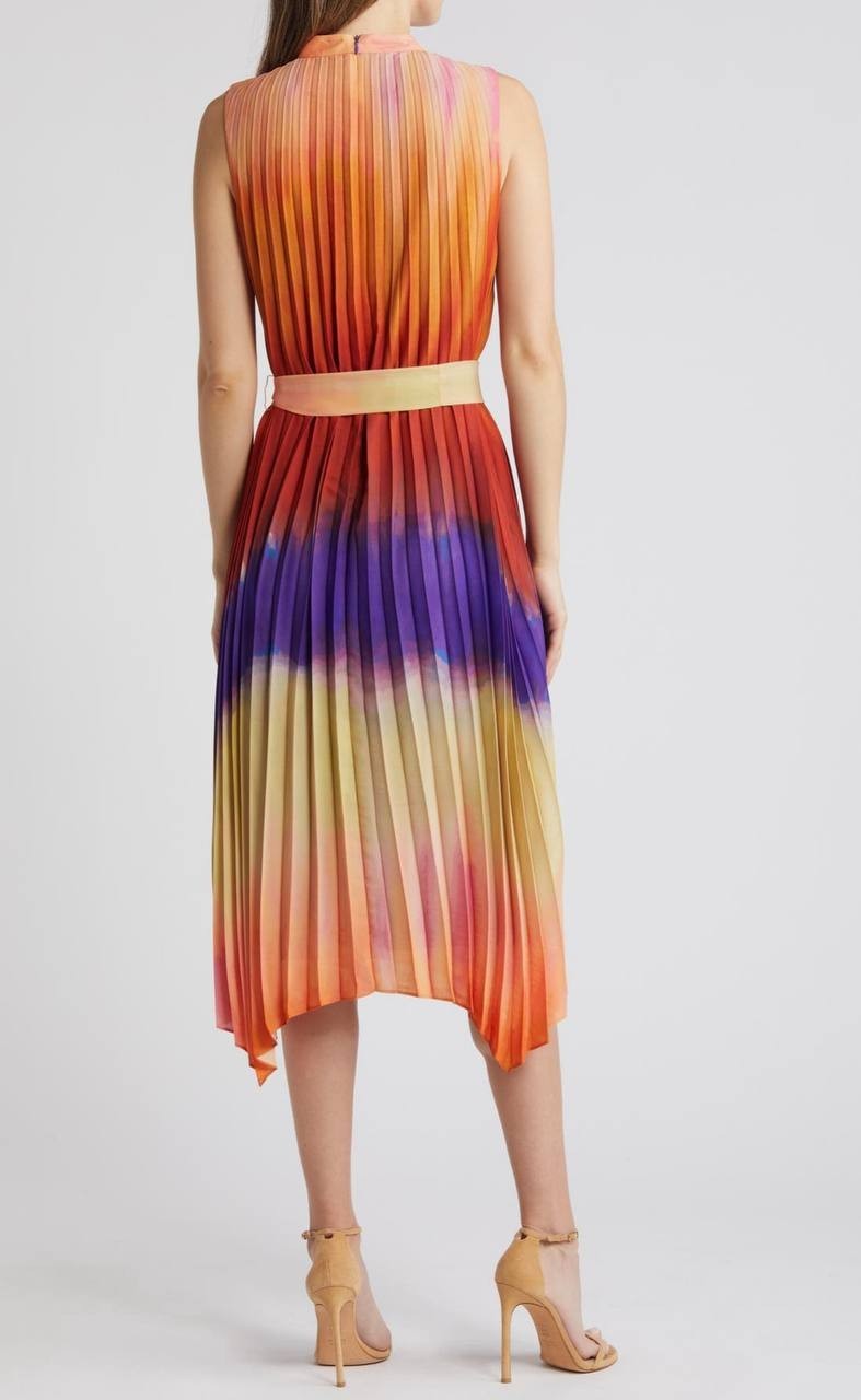 Tahari ASL Ombré Colorblock Pleated Midi Dress – Size 14 – NWT – Sleeveless