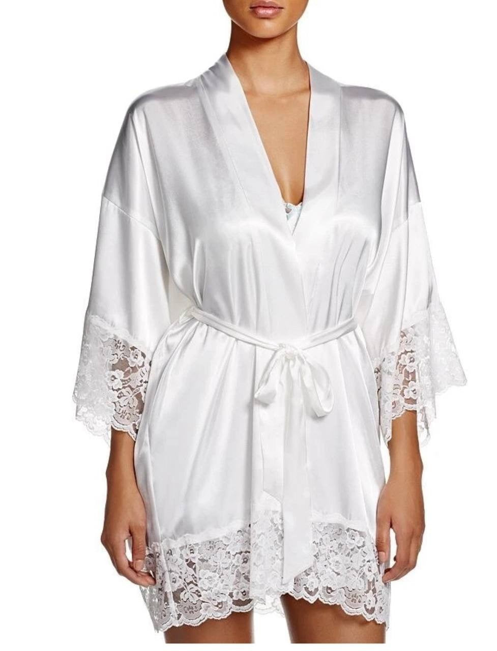 In Bloom by Jonquil “The Bride” White Satin Lace Bridal Robe Size XS NWT