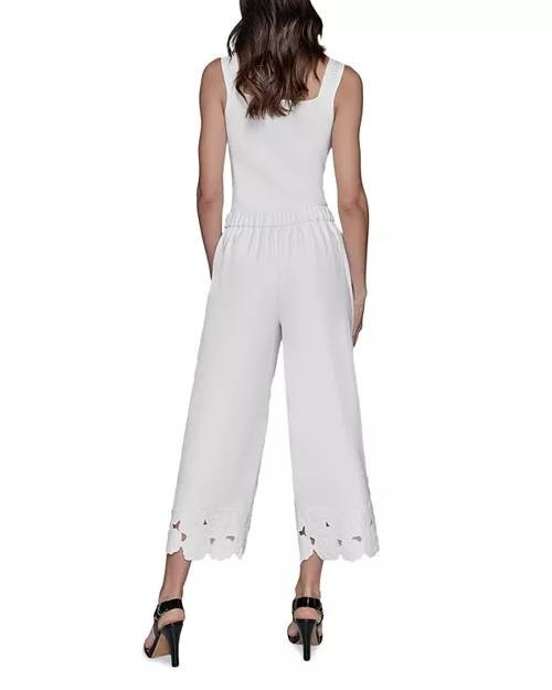 Karl Lagerfeld Flora Cropped Pants White 12 New With Tags Wide-Leg NWT