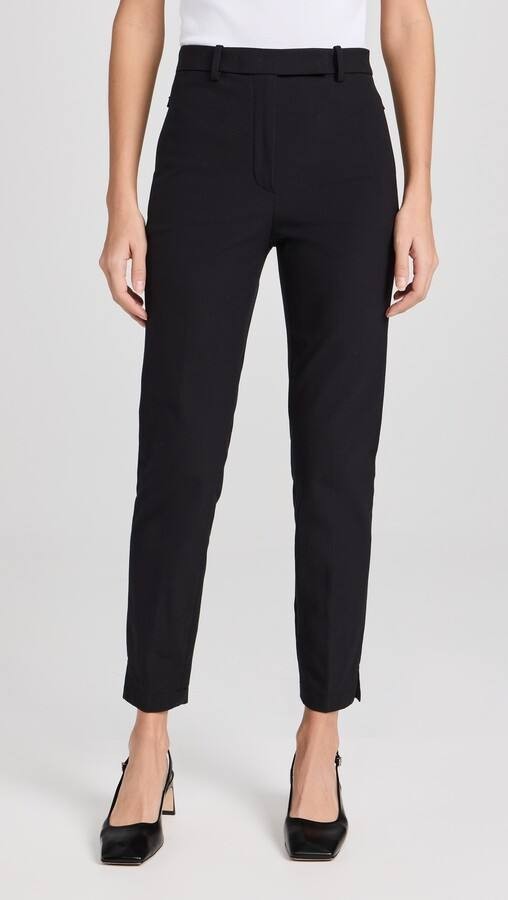 Theory Sleek Flannel High Waist Taper Pants – Black, Size 00