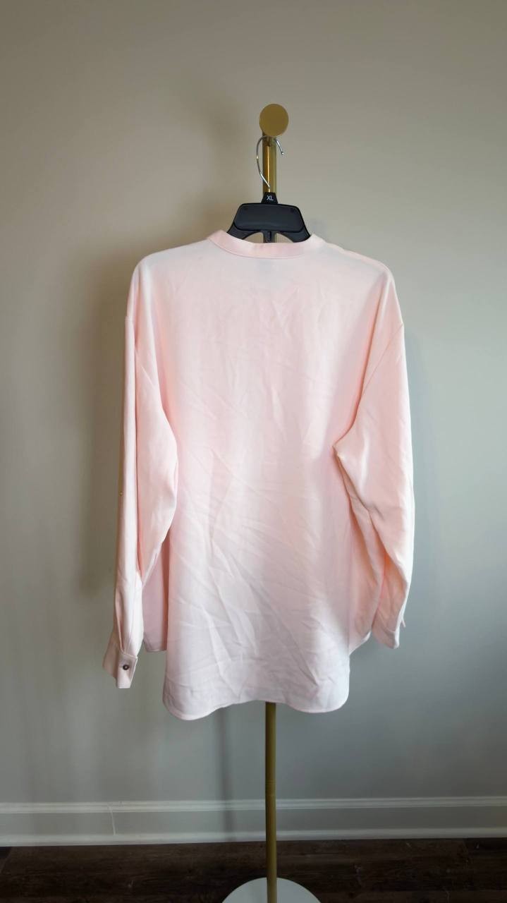 Calvin Klein Crepe Relaxed Button‑Front Shirt Pearl XL NWT $79