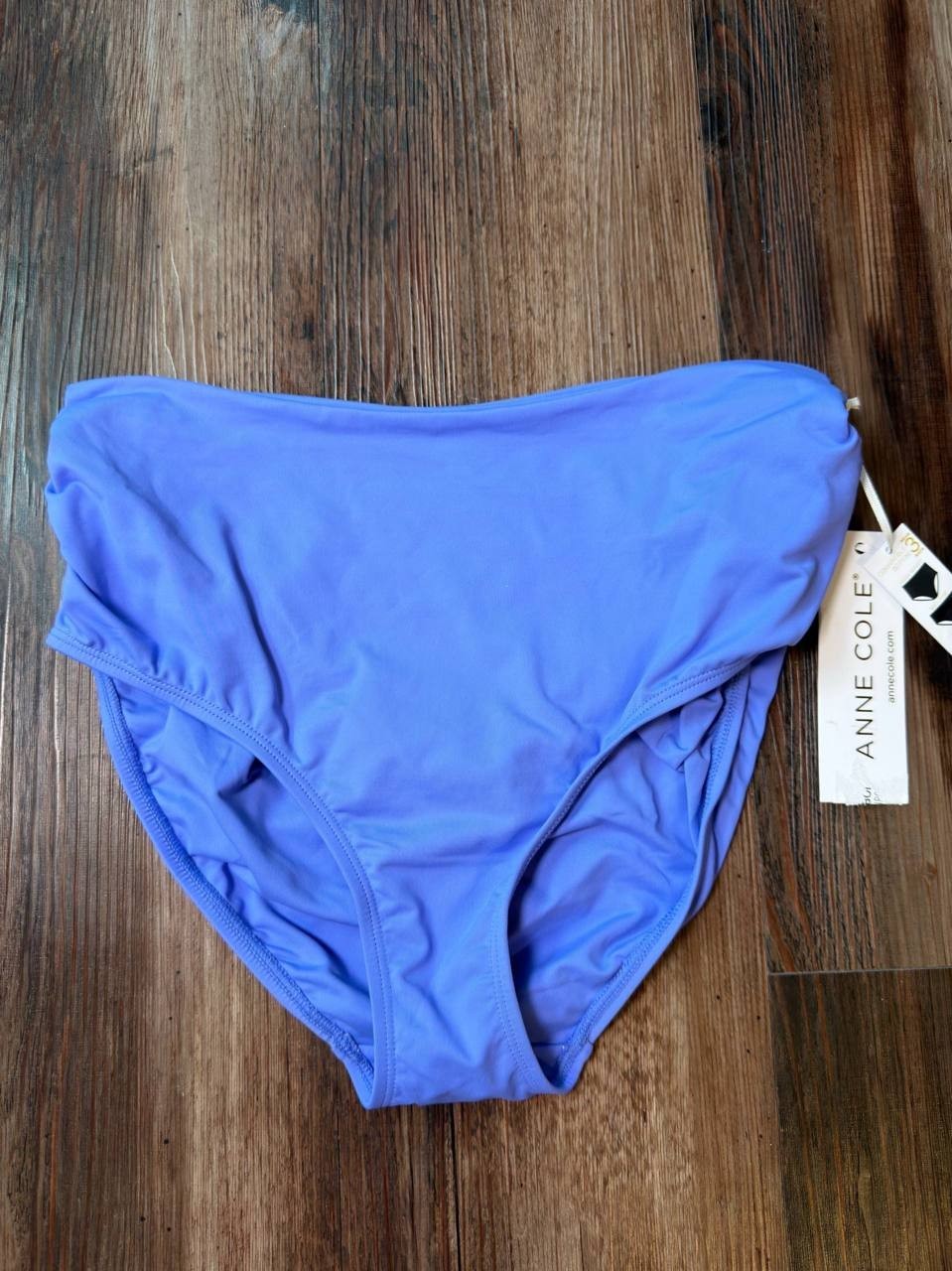 Anne Cole Periwinkle Convertible High Waist Shirred Swim Bottom S NWT $56