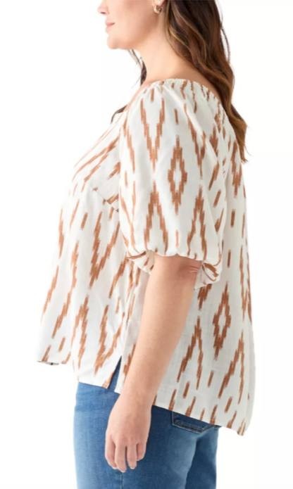 Vince Camuto Plus Size Square‑Neck Puff‑Sleeve Raglan Top – Size 1X – NWT – $99