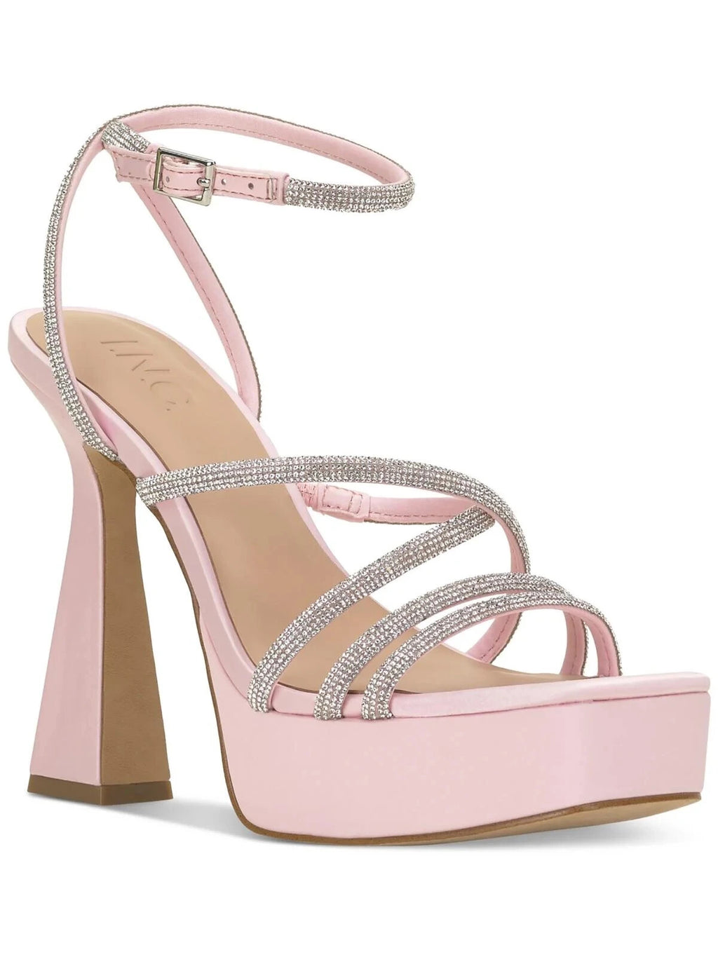 I.N.C Ritika Embellished Platform Heels, Light Pink Satin, Size 5M NIB