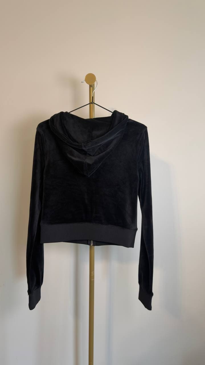 Juicy Couture OG Big Bling Velour Zip Hoodie Black Size S NWT $119